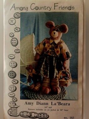 Vintage '95, Amy Diann La'Beara Fabric Bear Doll — Dress and Jacket Pattern.